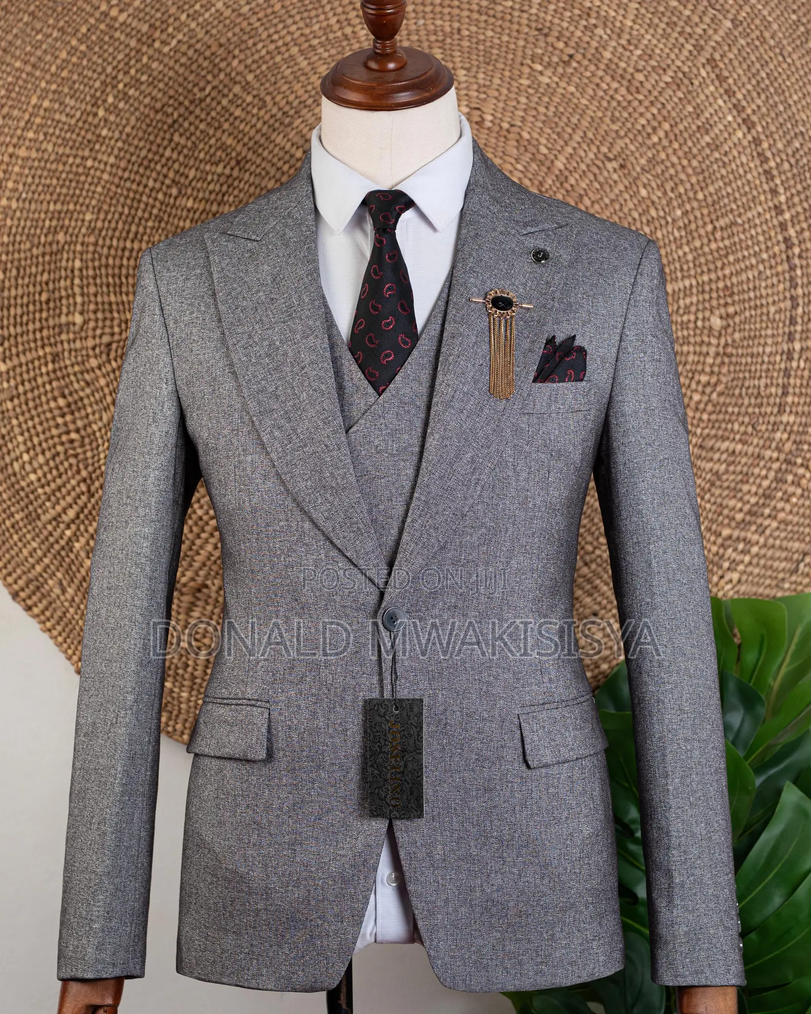 3-Piece Premium Suit - Light Grey / Ash Grey Texture