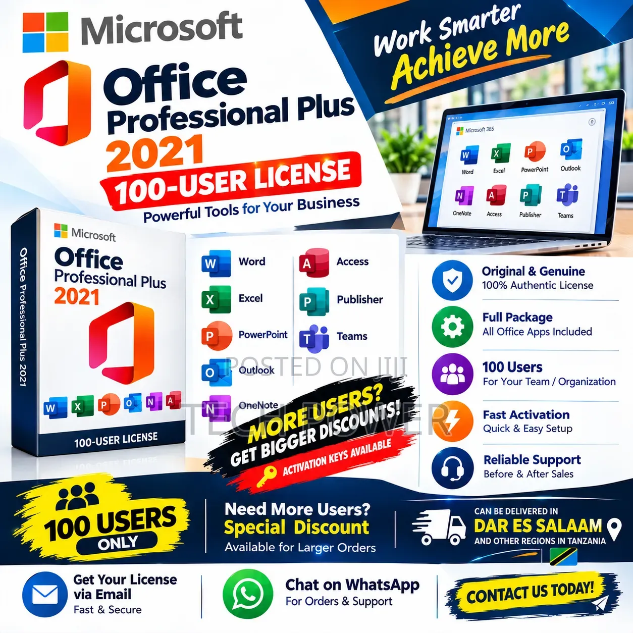Microsoft Office Professional Plus 2021 Lifetime License Key 100 Users
