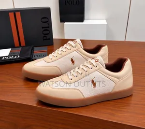 Men's Leather Shoes Sneakers in Polo Design