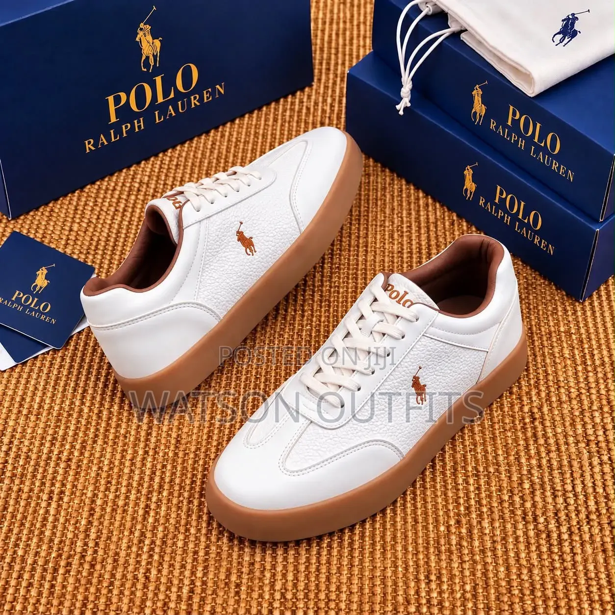 Men's Leather Shoes Sneakers in Polo Design
