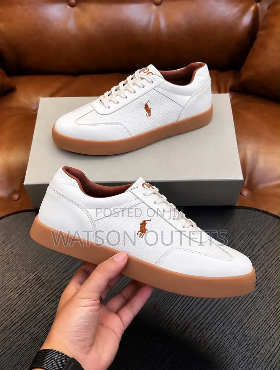 Men's Leather Shoes Sneakers in Polo Design