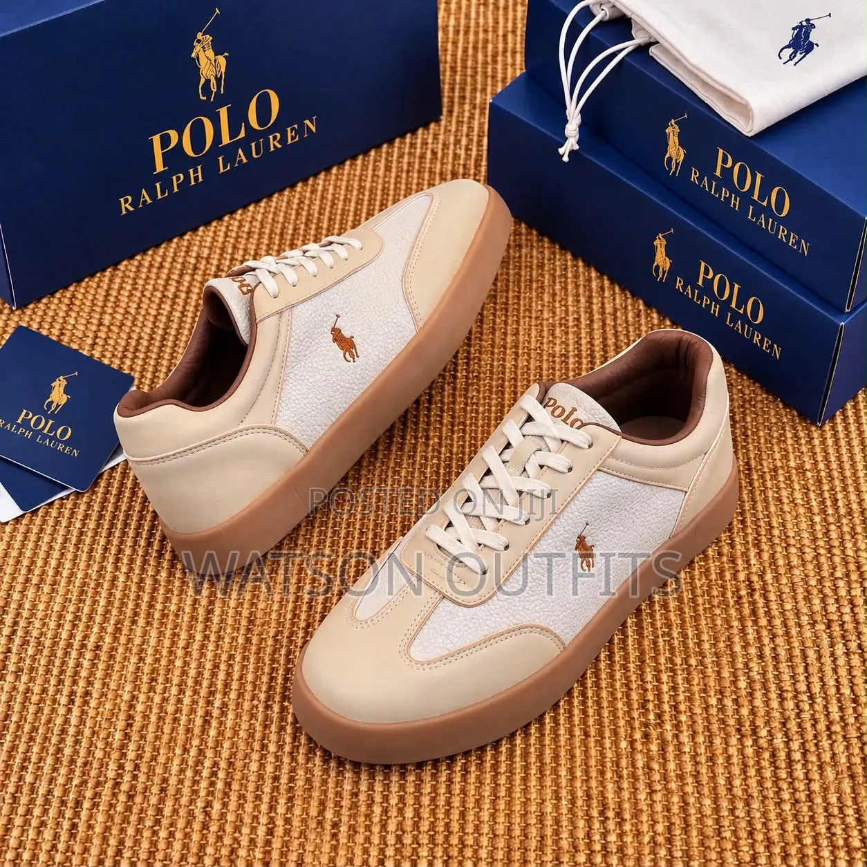 Men's Leather Shoes Sneakers in Polo Design