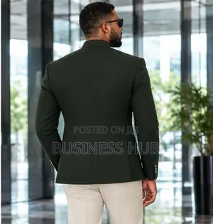 Safari Suit Koti Jeusi Suruali Nyeupe
