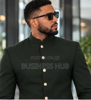Safari Suit Koti Jeusi Suruali Nyeupe