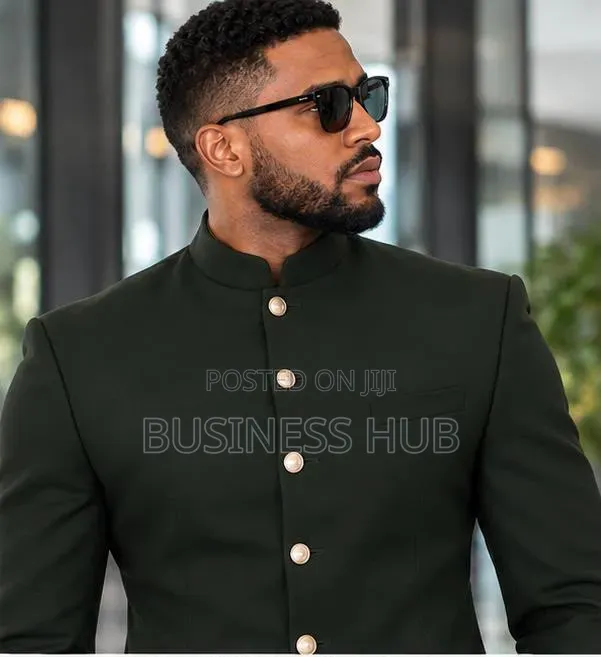 Safari Suit Koti Jeusi Suruali Nyeupe