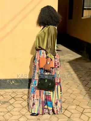 Satin Top & Printed Maxi Skirt Set