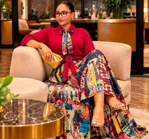 Satin Top & Printed Maxi Skirt Set