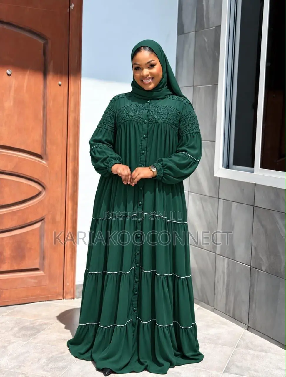 Olive Green Tiered Maxi Dress