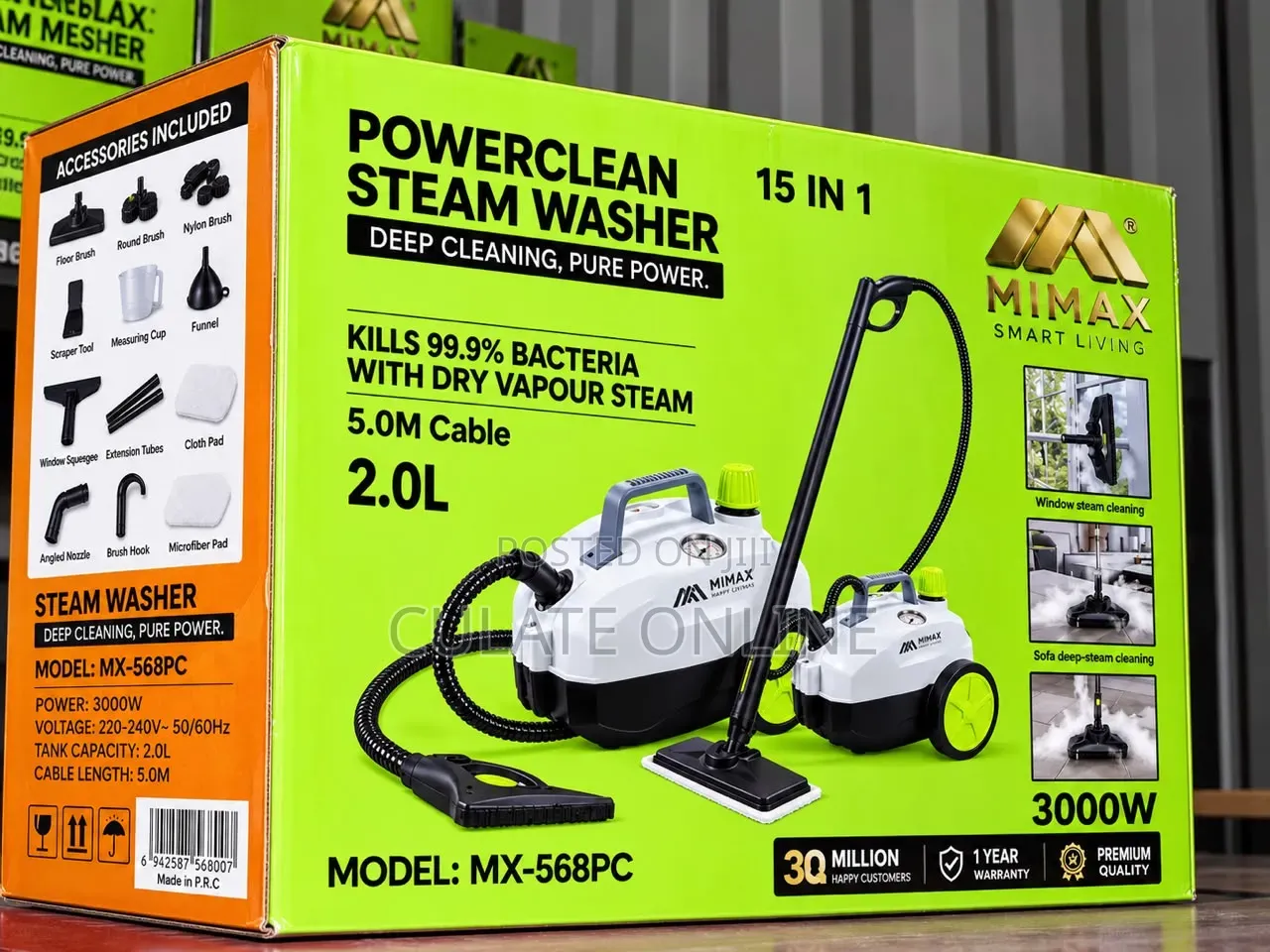 2ltrs Mimax Power Clean Steam Washer and Vacuum Cleaner
