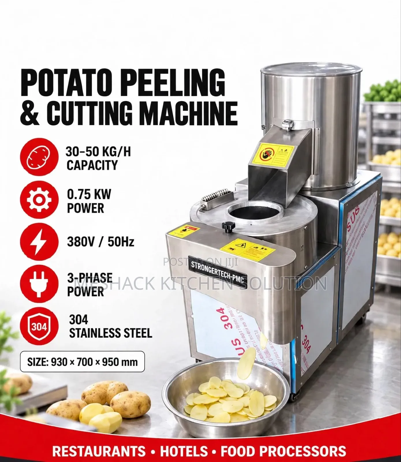 Commercial Potato Peeling and Cutting Mashine. 30-50kg/Hr