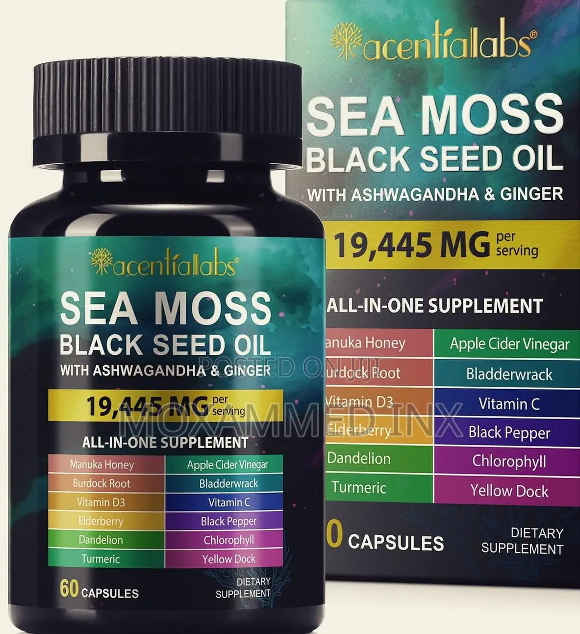 Acentialabs Sea Moss Black Seed Oil With Ashwagandha & Ginger,an All-I