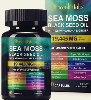 Acentialabs Sea Moss Black Seed Oil With Ashwagandha & Ginger,an All-I