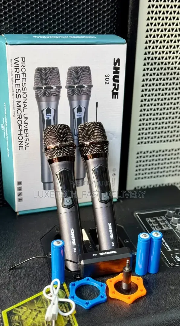 Shure 302 Dual Wireless Microphone – 2 Rechargeable Mics, 50m Range