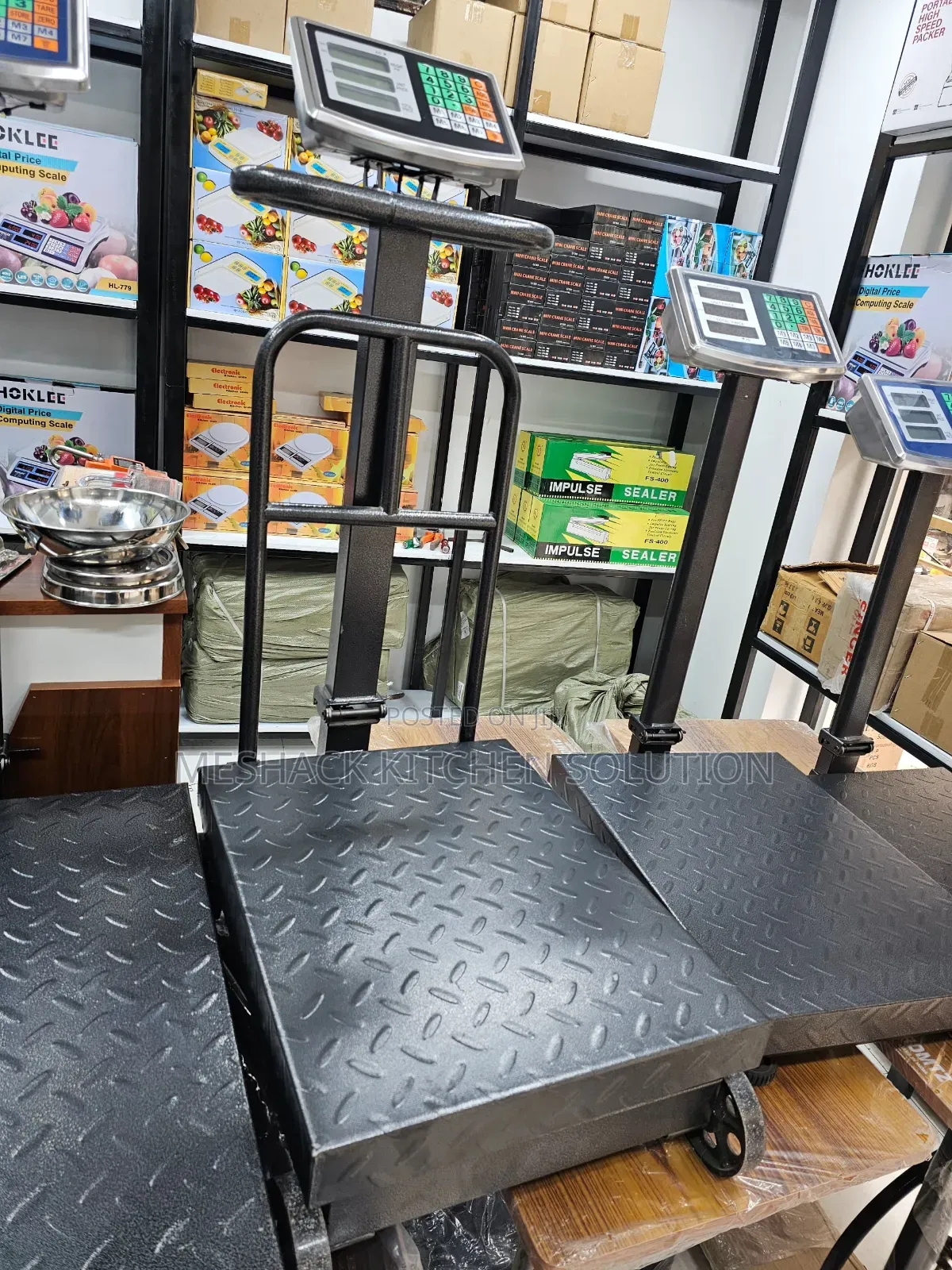 300KG Digital Platform Scale With Safety Guard Frame and Wheels.