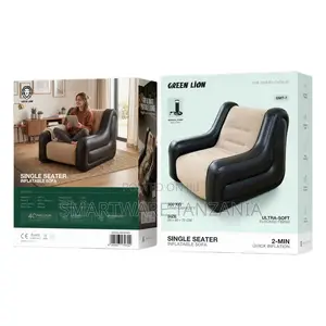 Green Lion Single Seater Inflatable Sofa, PVC & Flocking Material
