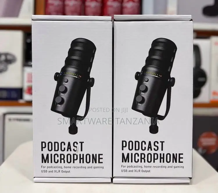 USB and XLR Podcast Microphone for Home Recording and Gaming, Black