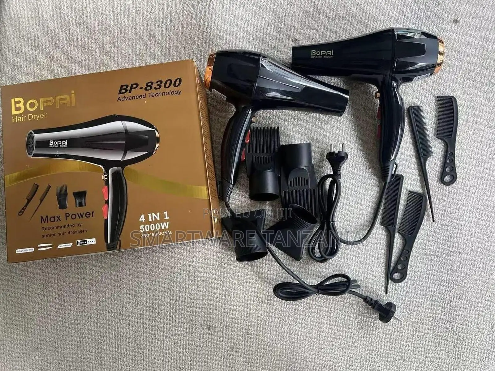 Bopai BP-8300 Hair Dryer 5000W With 4 Attachments and Combs
