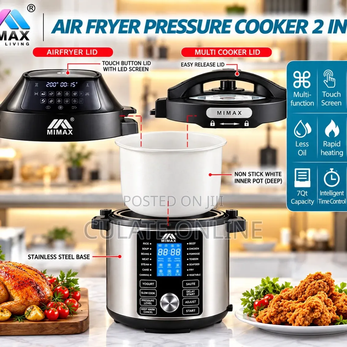 7ltrs Mimax Airfryer Pressure Cooker
