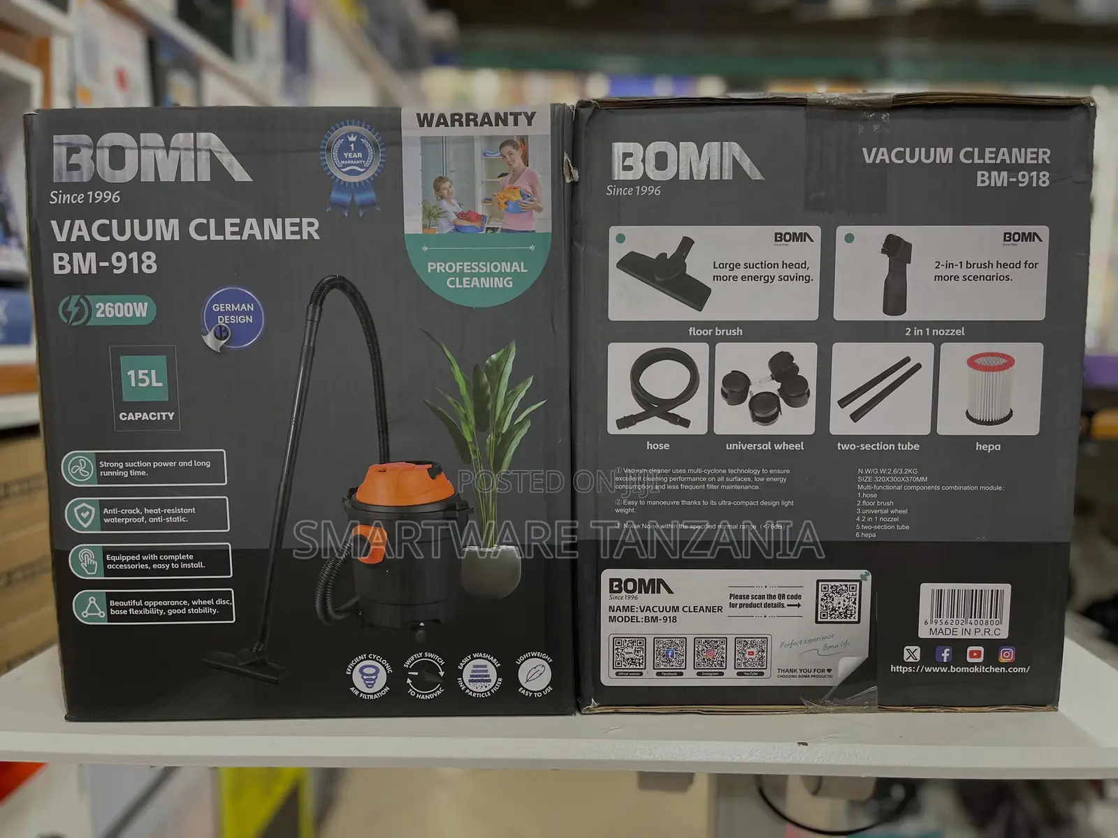 BOMA Vacuum Cleaner BM-918, 2600W Power, 15L Capacity, HEPA Filter