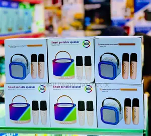 Smart Portable Speaker With RGB Lights and Dual Wireless Microphones