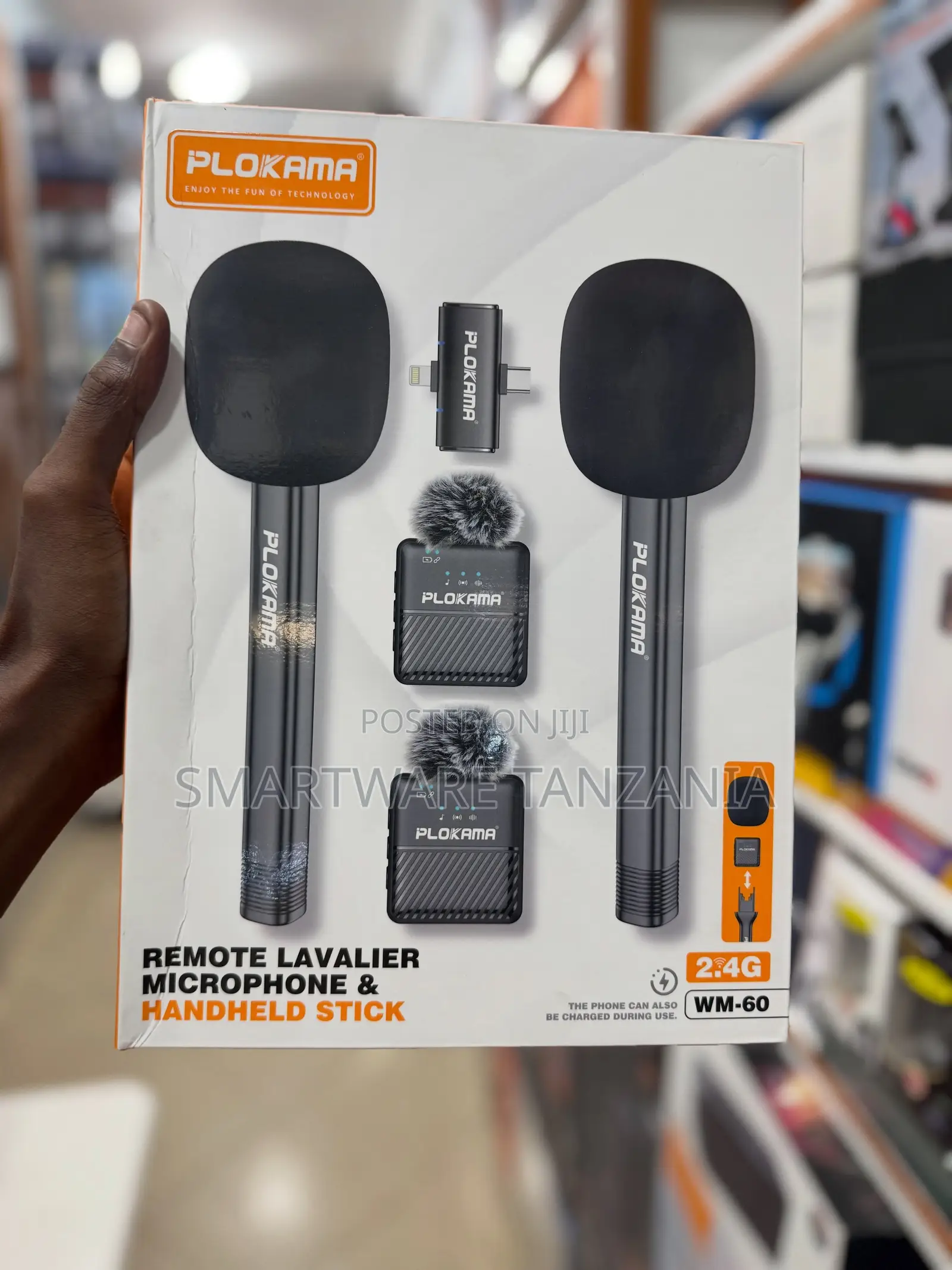 Plokama WM-60 Remote Lavalier Microphone and Handheld Stick Set, 2.4G