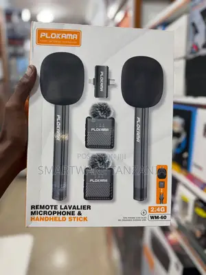 Plokama WM-60 Remote Lavalier Microphone and Handheld Stick Set, 2.4G