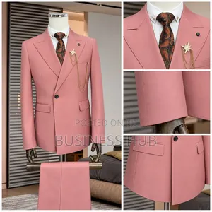 Rangi Ya Pink Yenye Nguvu Fashion Men's Suit