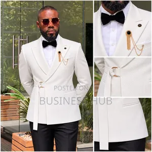 Juu Kot Jeupe &Suruali Black Suit Fashion