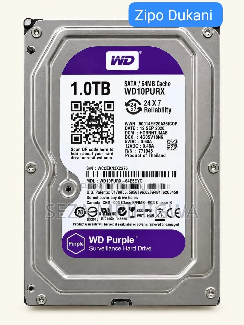 WD Purple 1.0TB Surveillance Hard Drive (WD10PURX)