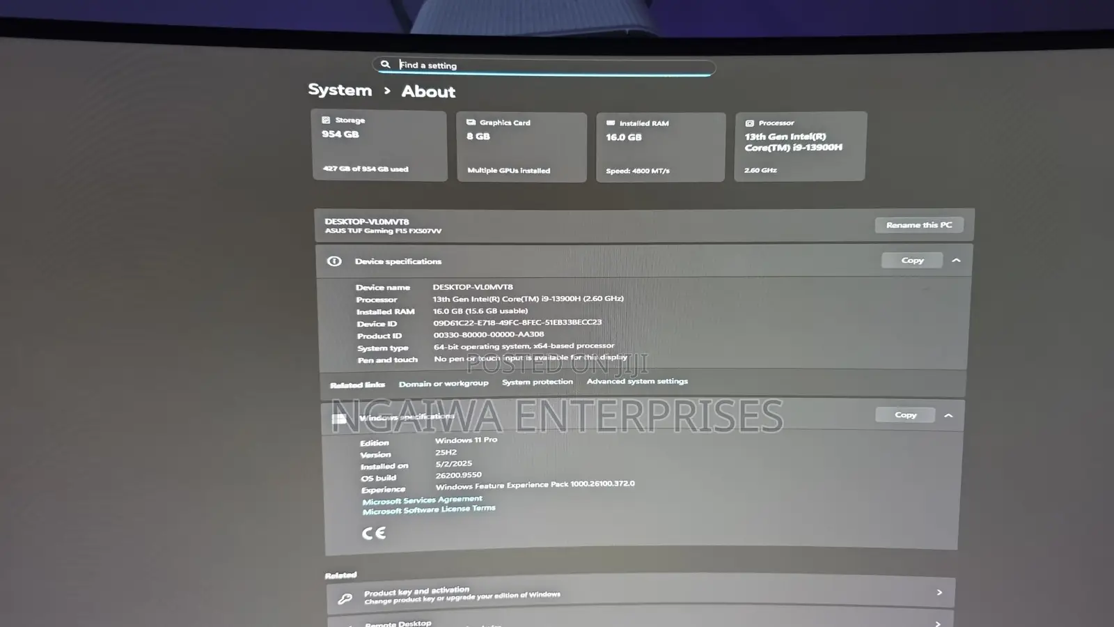 Laptop Asus TUF Gaming F15 16GB Intel Core i9 SSD 512GB