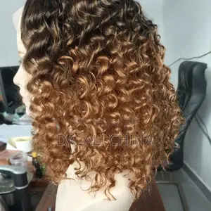 Middle Part Light Brown Gradient African Curly Hair