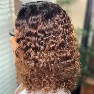 Middle Part Light Brown Gradient African Curly Hair