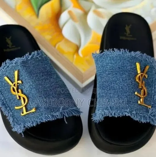 Viatu Vya Kike YSL Jeans Slides