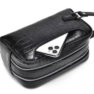 Crocodile Grain Leather Clutch Bag