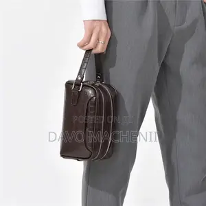 Crocodile Grain Leather Clutch Bag