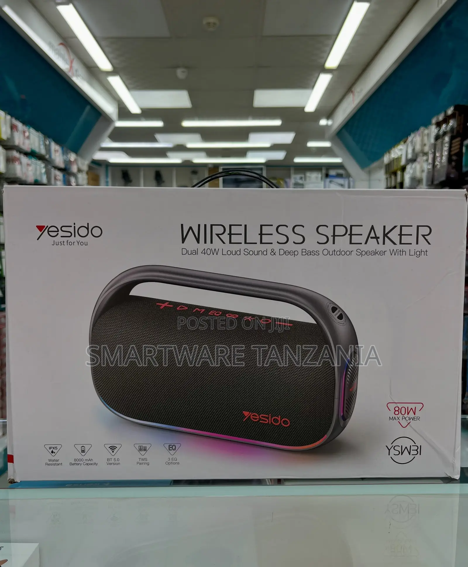 Yesido Wireless Speaker 80W Max Power, Dual 40W Loud Sound, IPX5 Rated