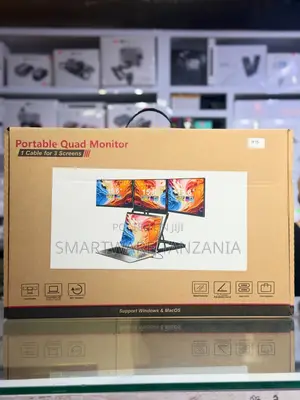 Portable Quad Monitor With 15.6-Inch Screens, 1 Cable for 3 Displays