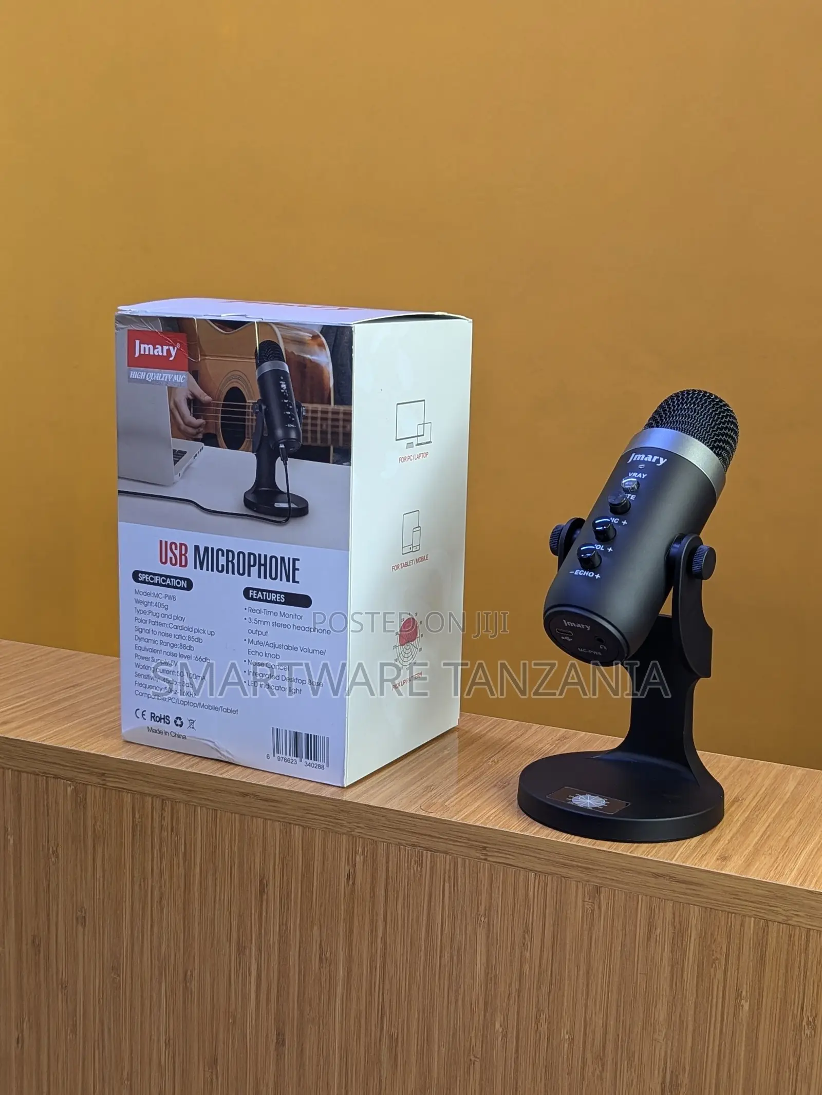 Jmary USB Microphone With Adjustable Volume, 3.5mm Headphone Jack