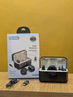 Go-Des 2in1 Wireless Microphone With Magnetic Button and OTG Adapter