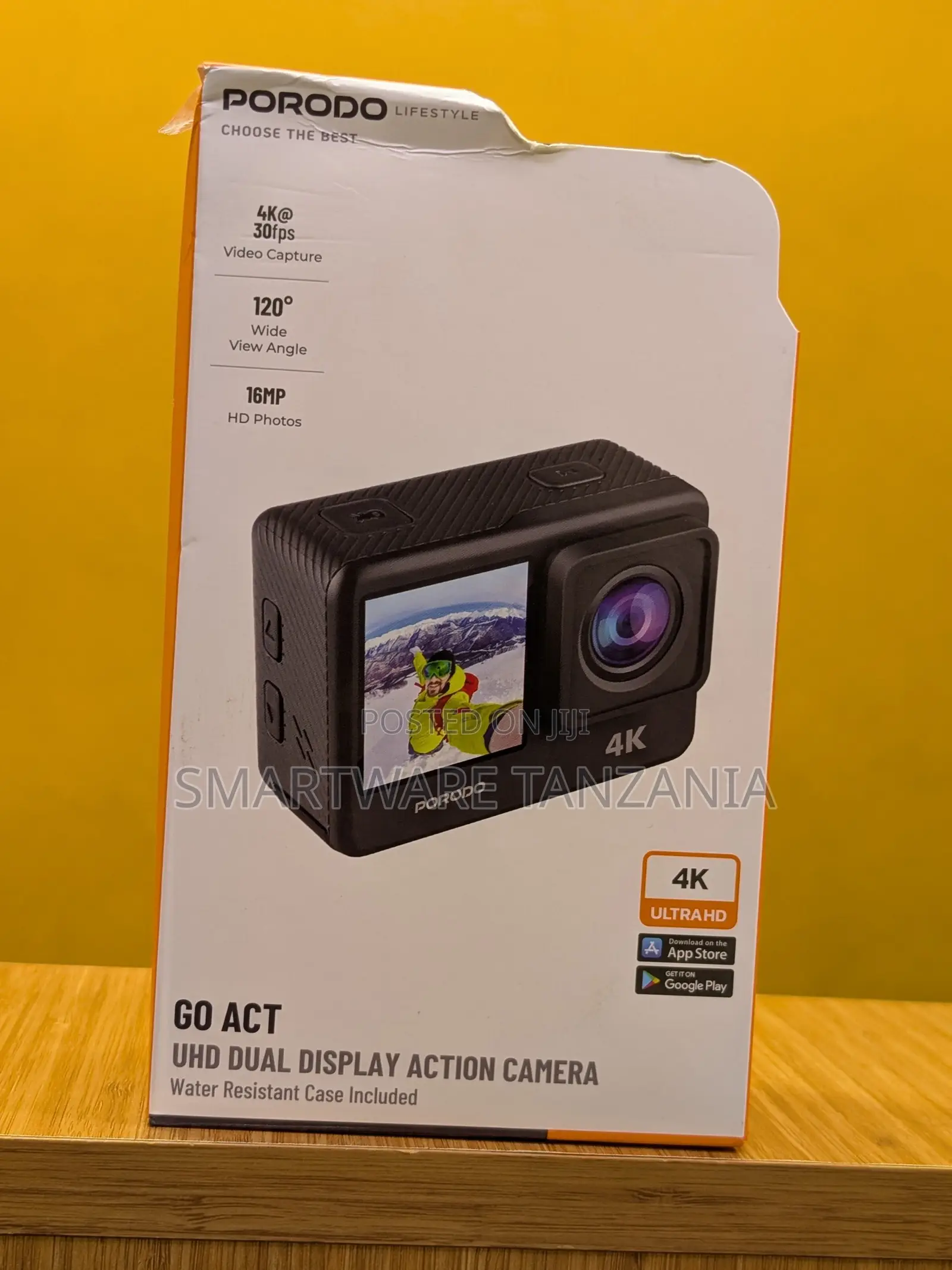 Porodo Go Act UHD Dual Display Action Camera 4K at 30fps, 16MP, 120° Wide