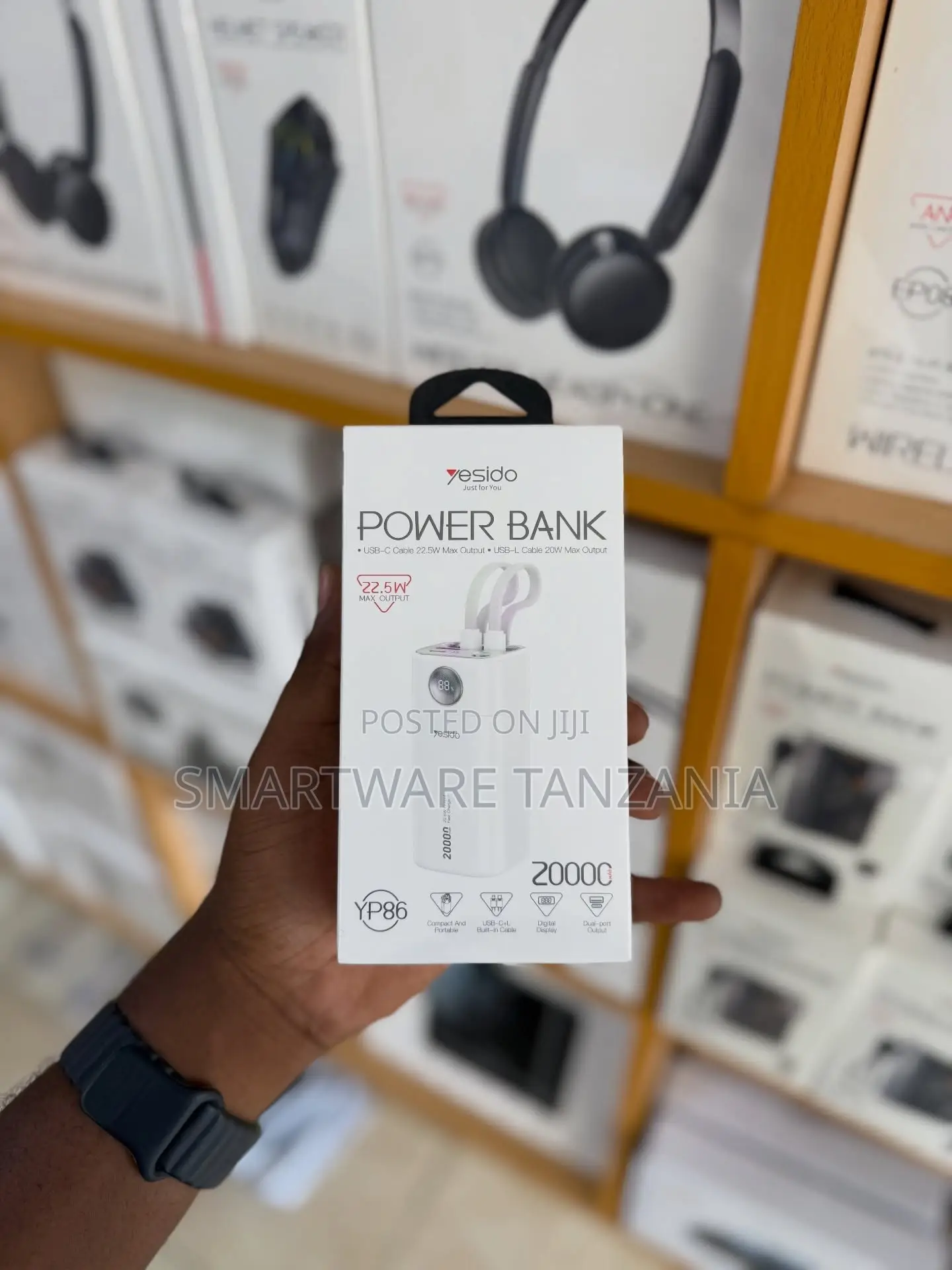 Yesido Power Bank 20000mAh With USB-C 22.5W Max Output, Dual Ports