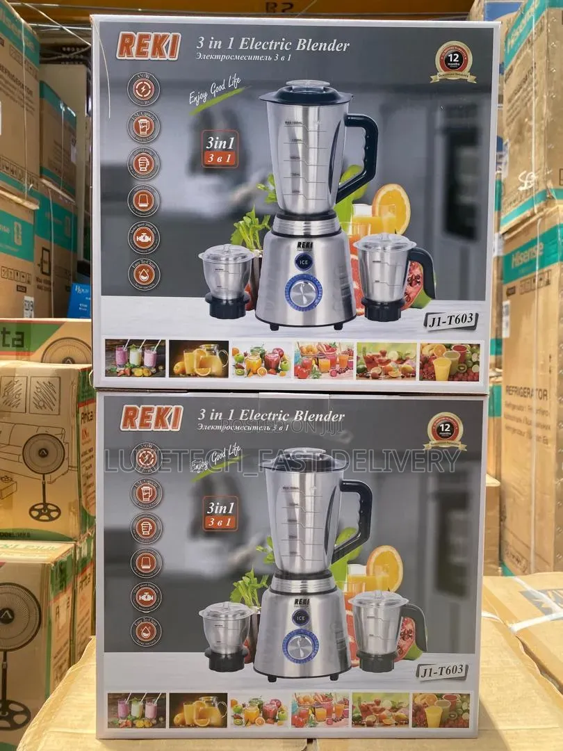 REKI 3-in-1 Electric Blender 1.5L – With Grinder and Chopper