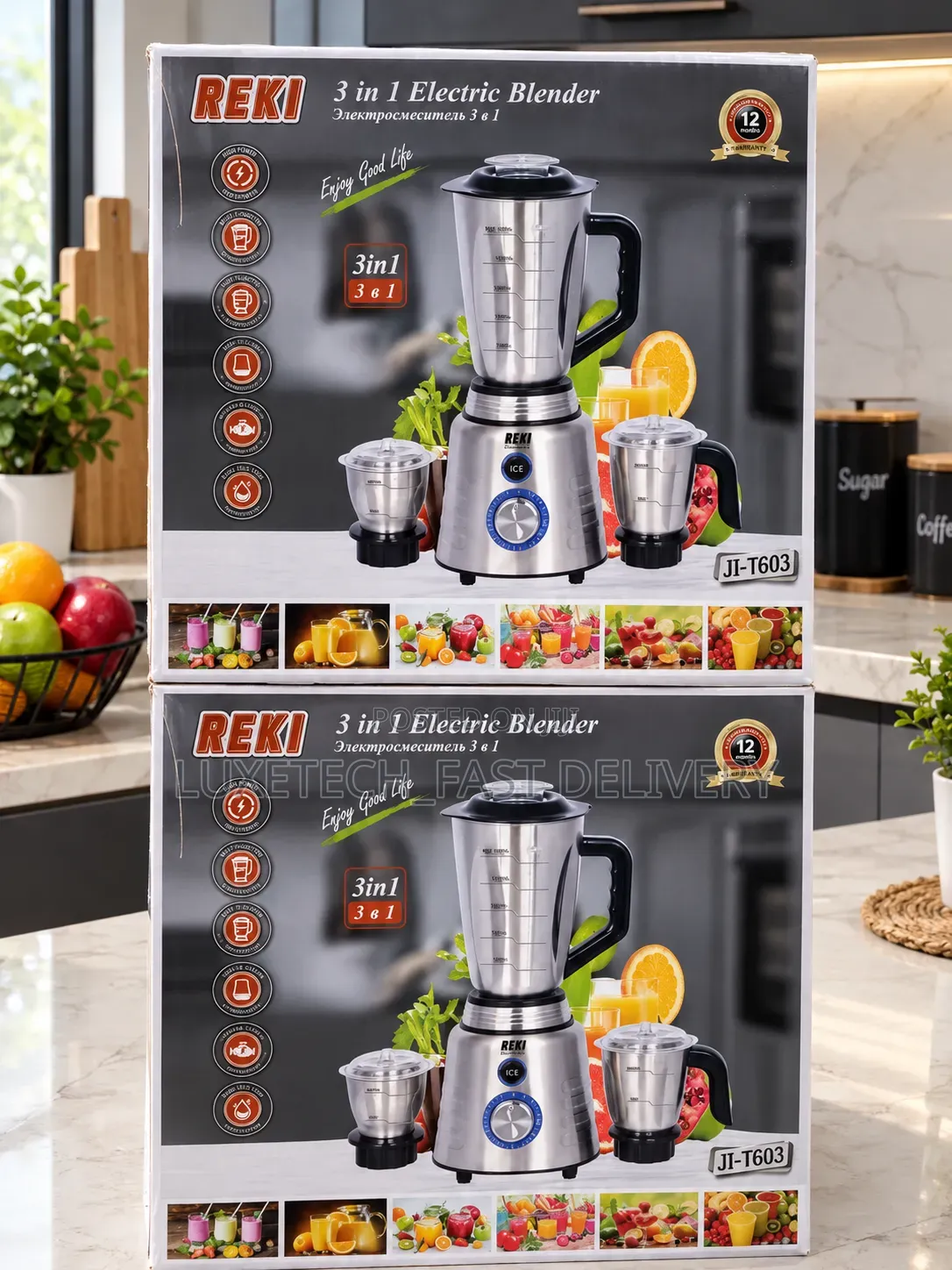 REKI 3-in-1 Electric Blender 1.5L – With Grinder and Chopper