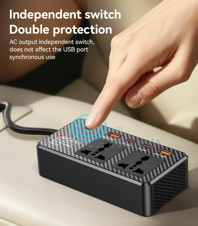 Yesido 200W Car Inverter With QC3.0 and USB-C Fast Charging Ports
