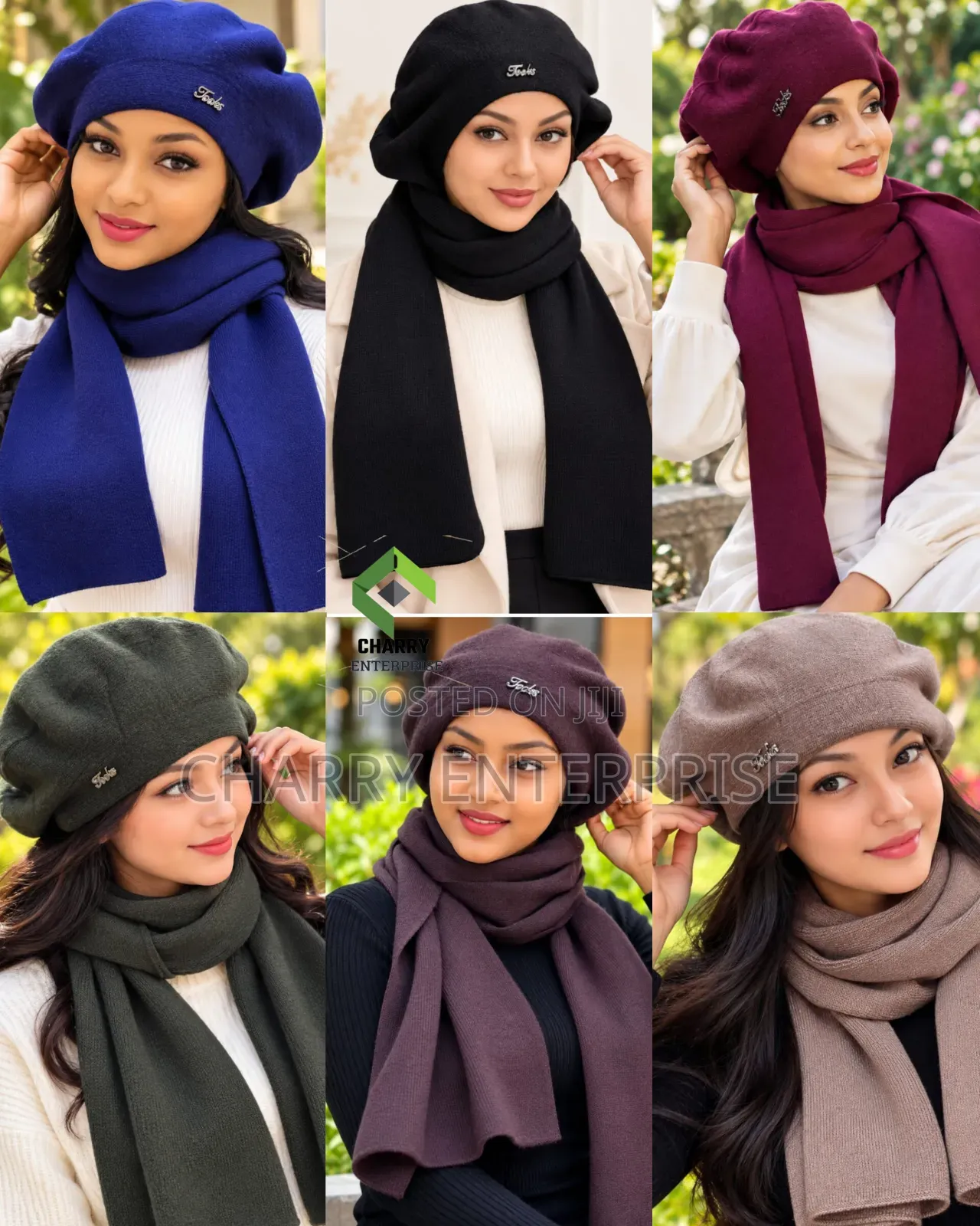 Beret and Knitted Scarf Full Set Hat and Scarf Kijuba