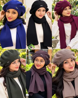 Beret and Knitted Scarf Full Set Hat and Scarf Kijuba