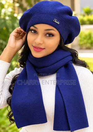 Beret and Knitted Scarf Full Set Hat and Scarf Kijuba