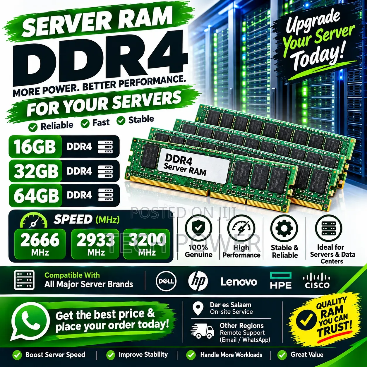 Server Ram Ddr4 Ecc 16gb 32gb 64gb 2666mhz 2933mhz 3200mhz