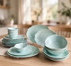 Dinner Set PC 24 Mint Green Leaf - 155k Arusha
