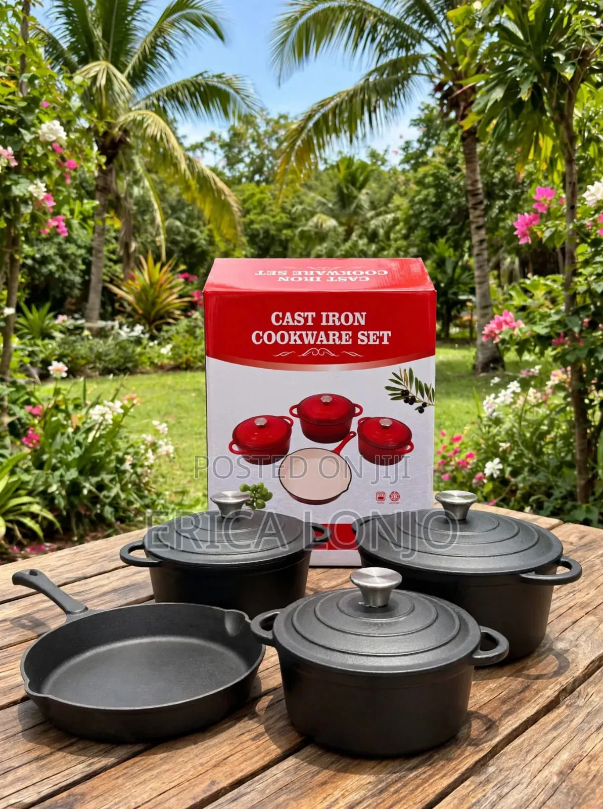 Cast Iron Cookware Set 4Pcs - Sufuria 3 Nzito + Kikaango 1